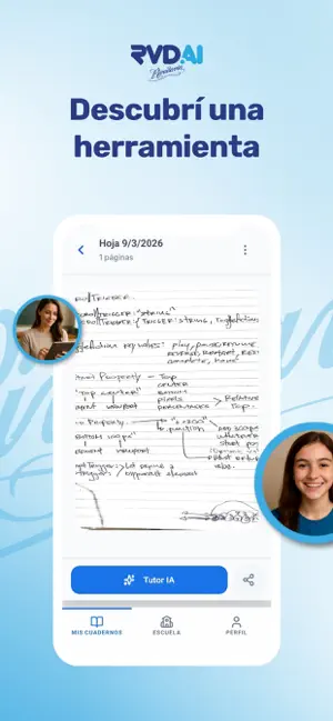Hoja escaneada con el Tutor IA disponible en la APP móvil de RVD.AI