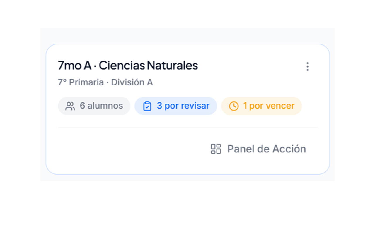 Tarjeta de un aula con alumnos y actividades en RVD.AI