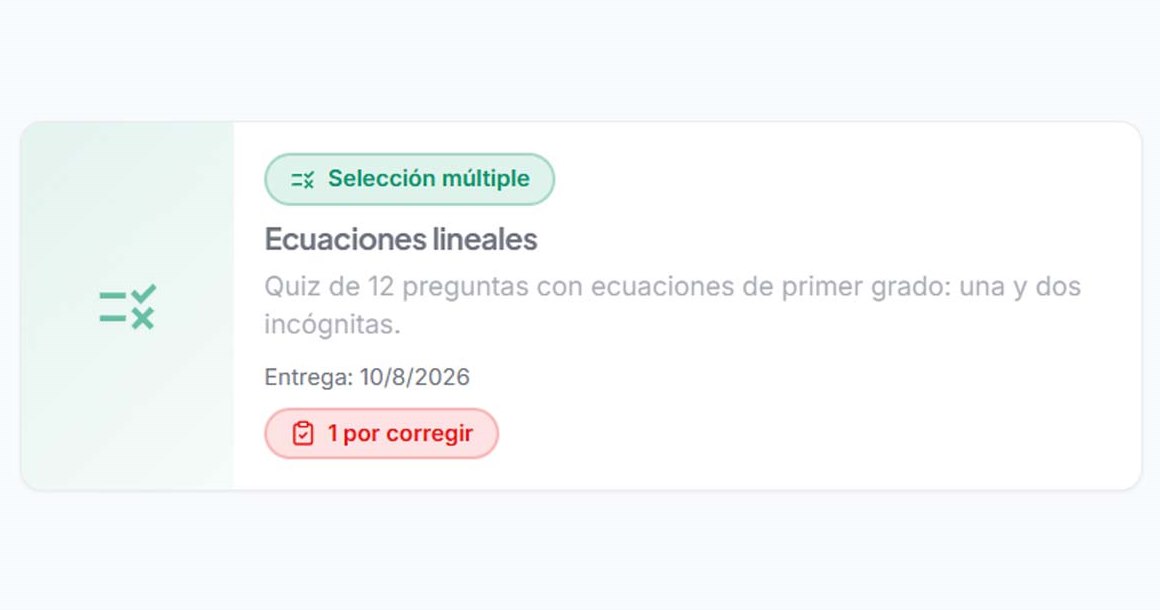Actividad con una entrega pendiente de corrección
