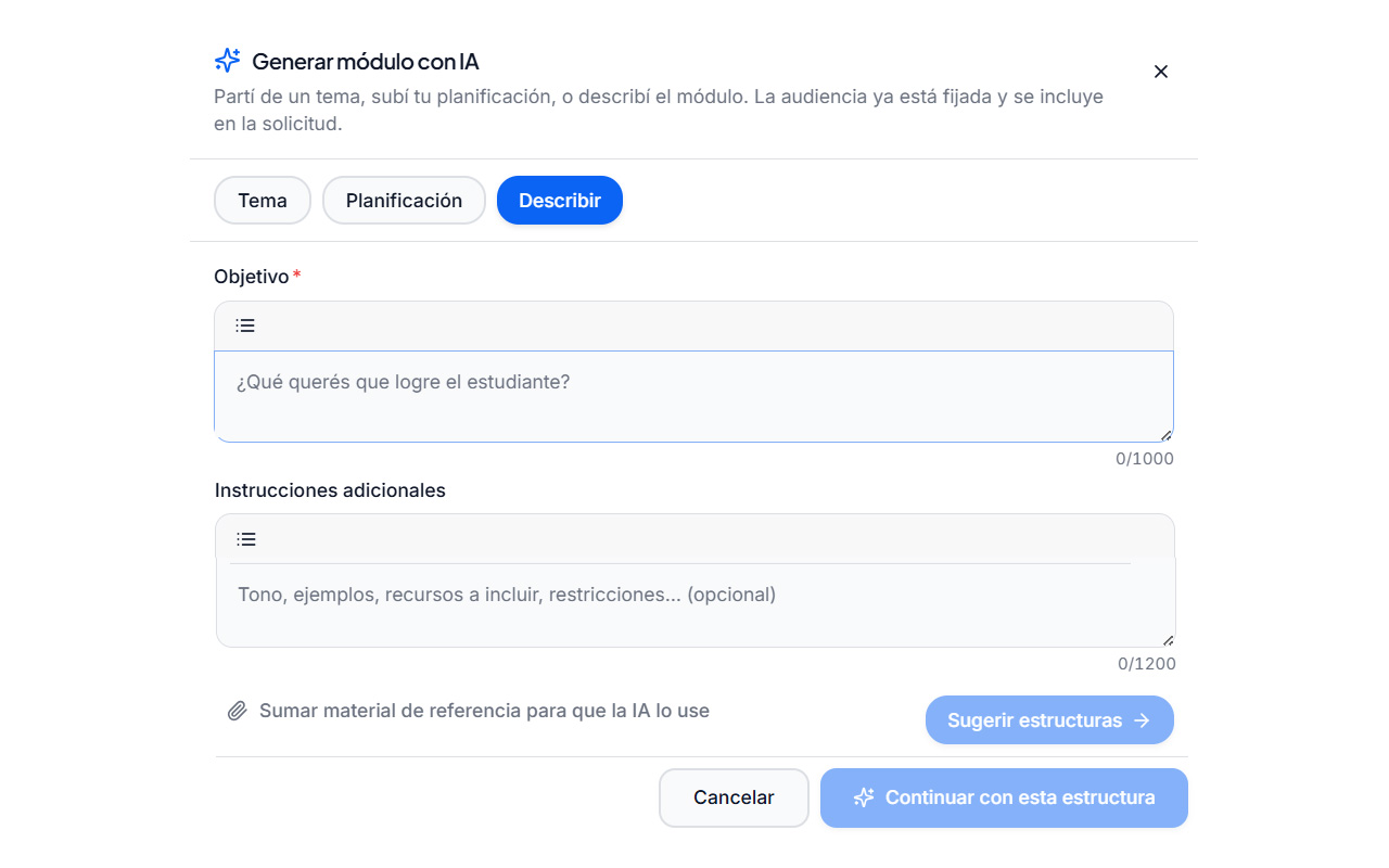 Instrucciones para Berni dentro de un módulo en RVD.AI