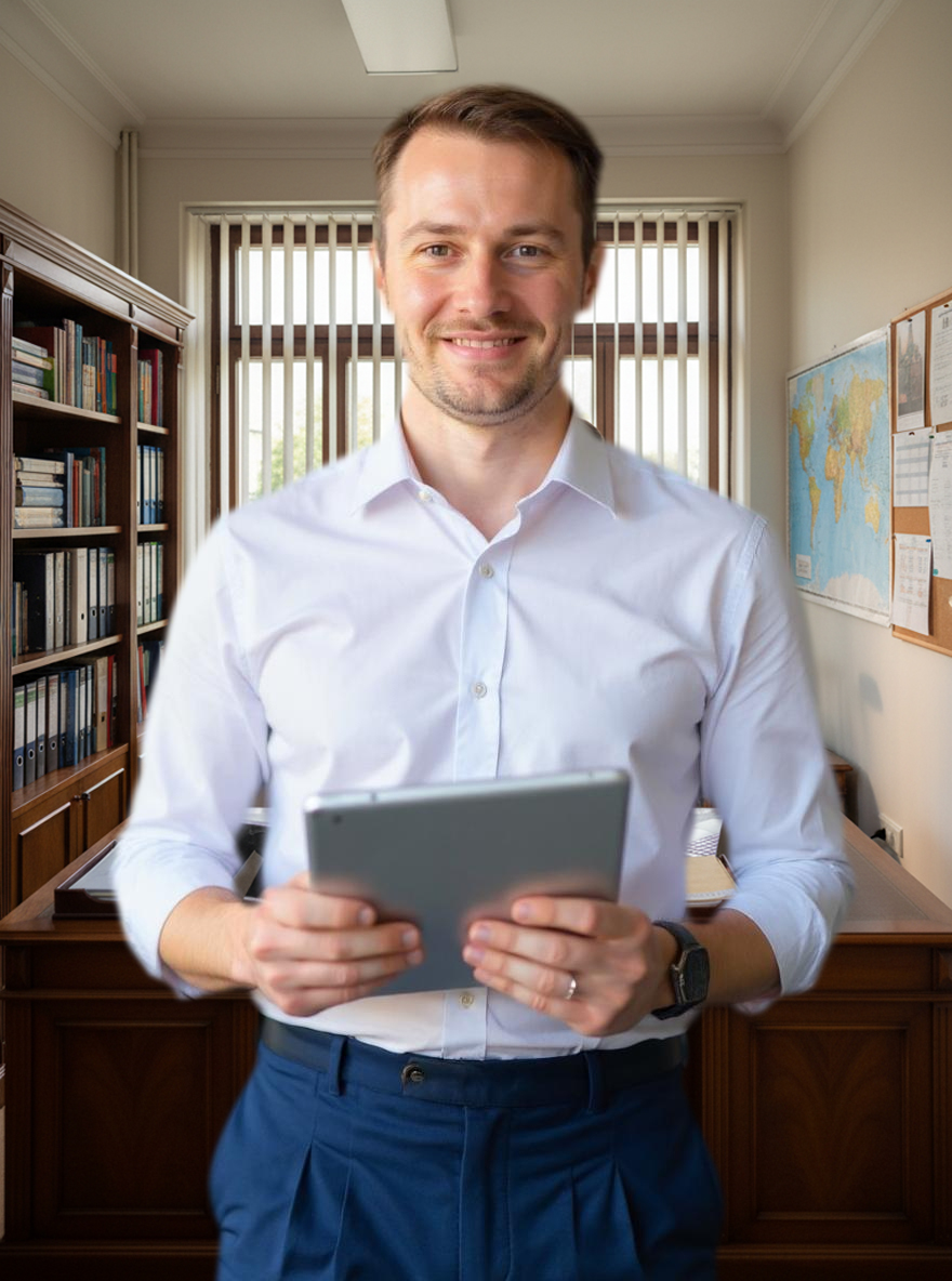 Directivo evaluando la implementación de RVD.AI en su institución
