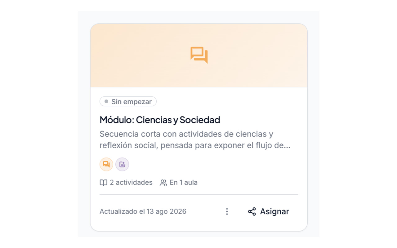 Tarjeta de un módulo creado en RVD.AI